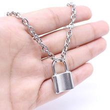 Load image into Gallery viewer, Stainless Steel Silver Color PadLock Pendant Necklaces
