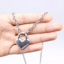 Load image into Gallery viewer, Stainless Steel Silver Color PadLock Pendant Necklaces